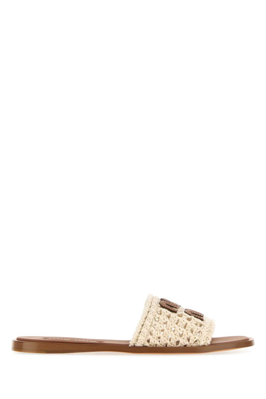 Ivory crochet slippers MIU MIU (5XX667F0052BDF)
