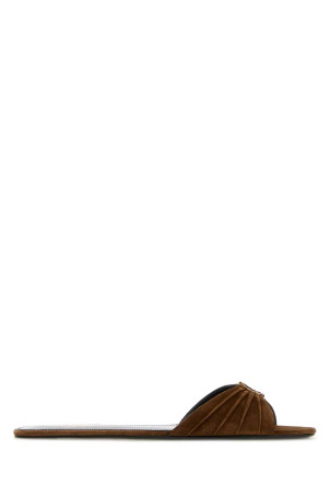 Brown suede Babylone slippers SAINT LAURENT (86965827D00)
