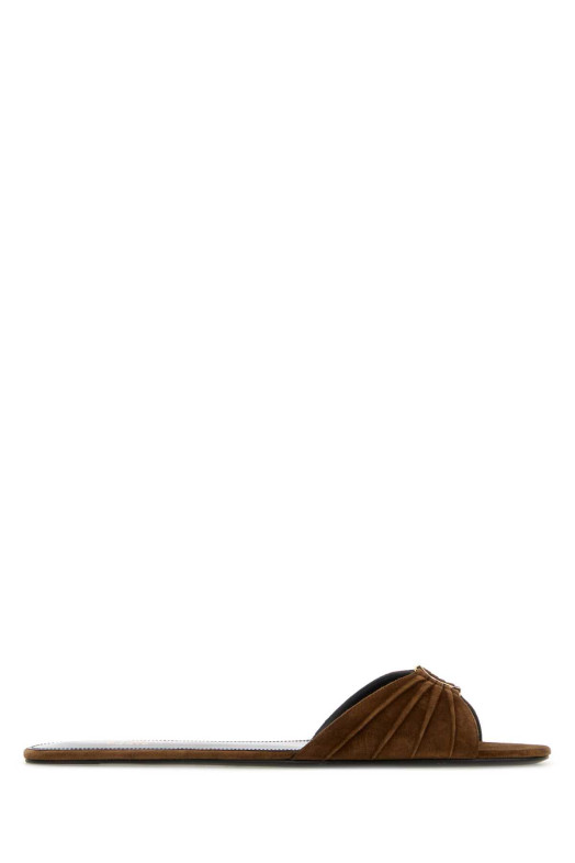 Brown suede Babylone slippers SAINT LAURENT (86965827D00)
