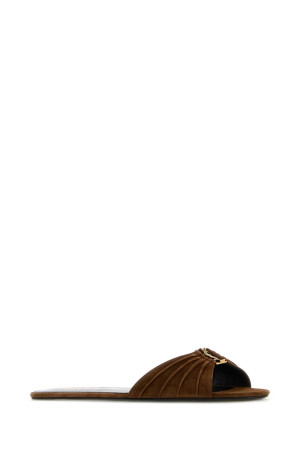 Brown suede Babylone slippers SAINT LAURENT (86965827D00)