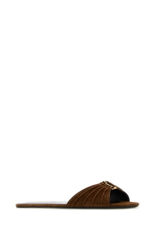 Brown suede Babylone slippers SAINT LAURENT (86965827D00)