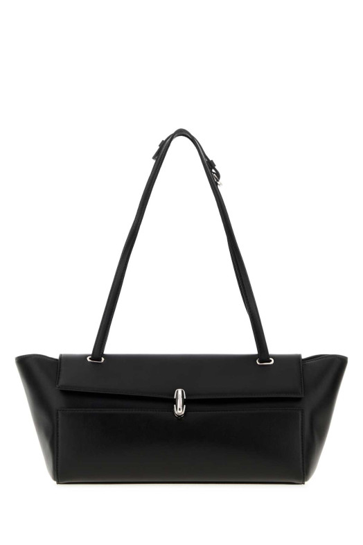 Black leather Trapeze shoulder bag SAVETTE (H04701)
