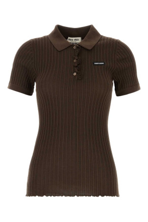 Chocolate stretch jersey polo shirt MIU MIU (MML06USOOO191X)
