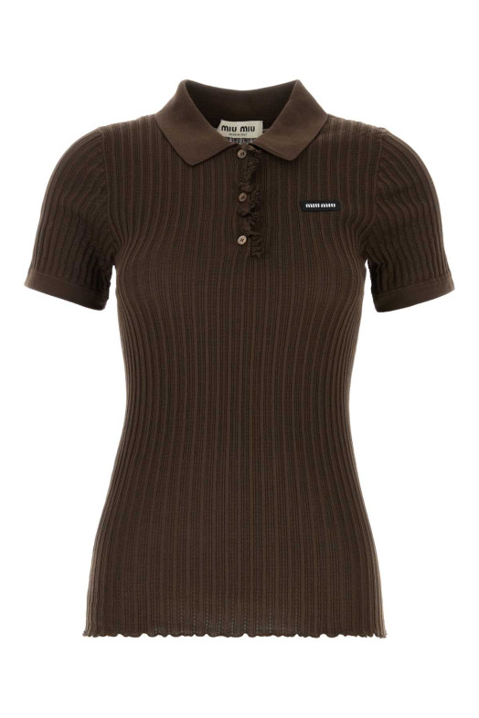 Chocolate stretch jersey polo shirt MIU MIU (MML06USOOO191X)