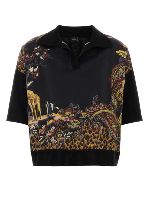 Black wool blend polo shirt Black ETRO (WRKE0411AV11O)