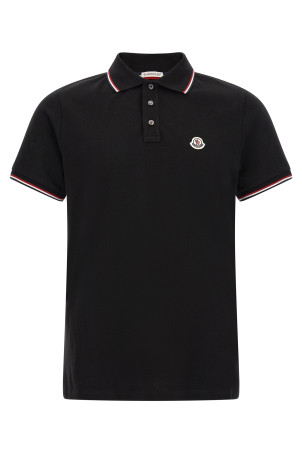 Поло з триколірною окантовкою, чорне MONCLER L20918A7030084556999