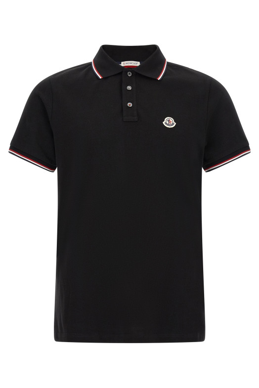 Поло с трёхцветной окантовкой, чёрное MONCLER L20918A7030084556999