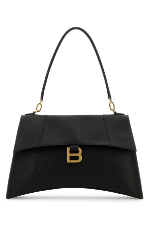 Чорна шкіряна сумка через плече «Hourglass» від BALENCIAGA (8107332ABF9)