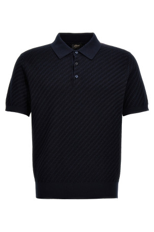 Woven knit polo shirt Blue