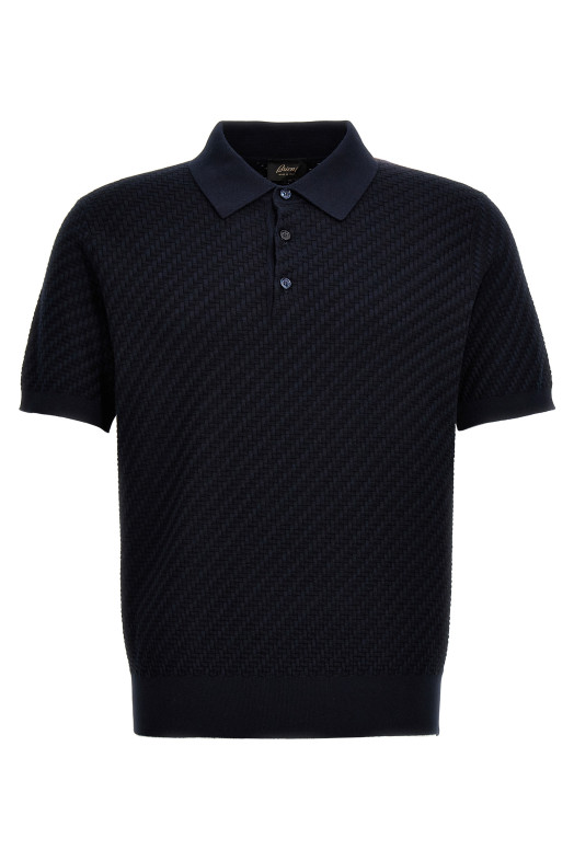 Woven knit polo shirt Blue