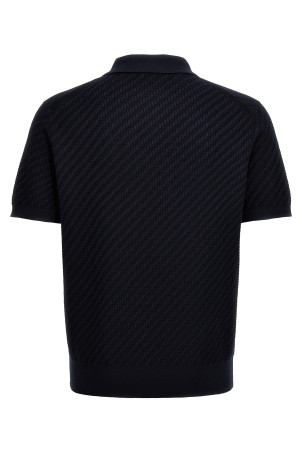 Woven knit polo shirt Blue