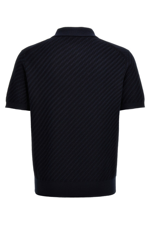 Woven knit polo shirt Blue