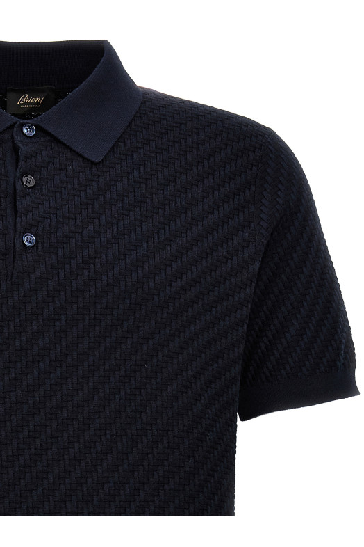 Woven knit polo shirt Blue