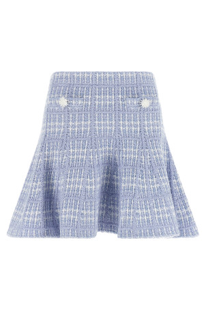 Check knit skirt Blue