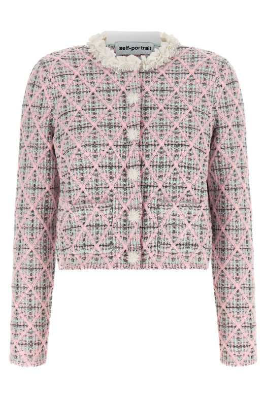Floral collar cardigan Pink