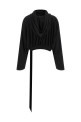 'Cropped Hooded Top' Long Sleeve Sweater Black