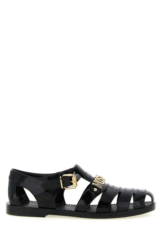 Сандалии из желе с логотипом в виде надписи, черные MOSCHINO MB16501G0PG20000
