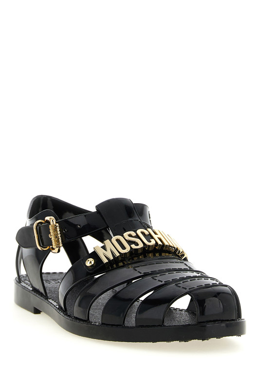 Сандалии из желе с логотипом в виде надписи, черные MOSCHINO MB16501G0PG20000
