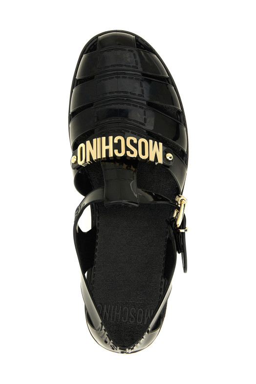 Сандалии из желе с логотипом в виде надписи, черные MOSCHINO MB16501G0PG20000