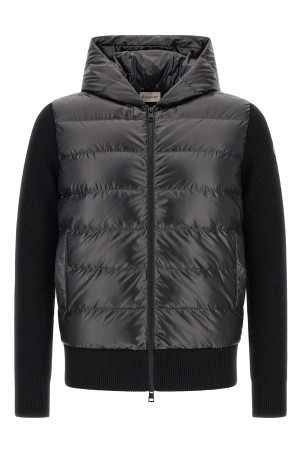 Padded cardigan with hood Black
