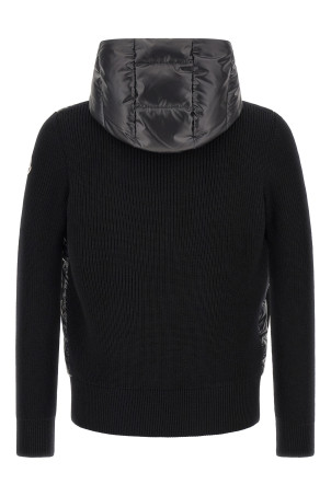 Padded cardigan with hood Black