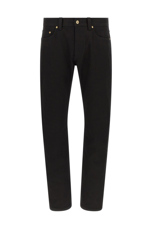 Medusa embroidery jeans Black