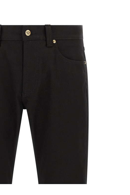 Medusa embroidery jeans Black