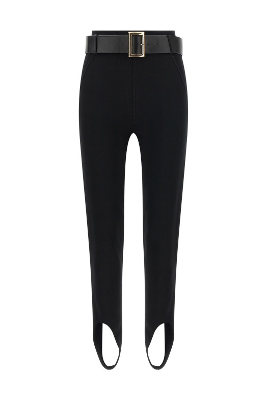 Leggings with stirrup and belt Black