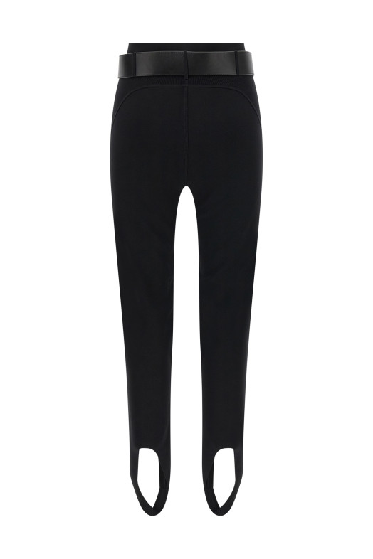 Leggings with stirrup and belt Black