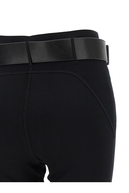 Leggings with stirrup and belt Black