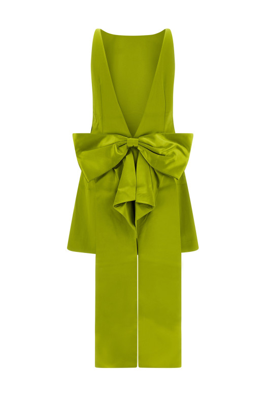 Платье с большим бантом, зелёное SELF PORTRAIT AW26008SGGREEN