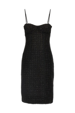Bouclé midi dress Black