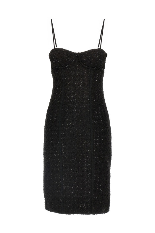 Bouclé midi dress Black