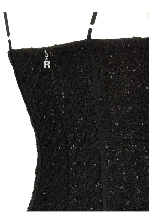 Bouclé midi dress Black