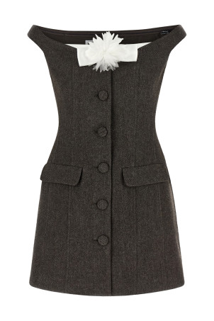 Bardot Neckline Dress Brown