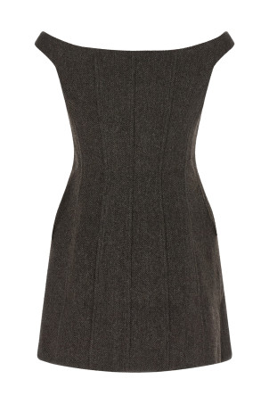 Bardot Neckline Dress Brown