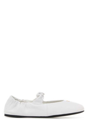White nappa leather ballerinas Black MIU MIU (5F340EFD005EFX)