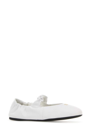 White nappa leather ballerinas Black MIU MIU (5F340EFD005EFX)
