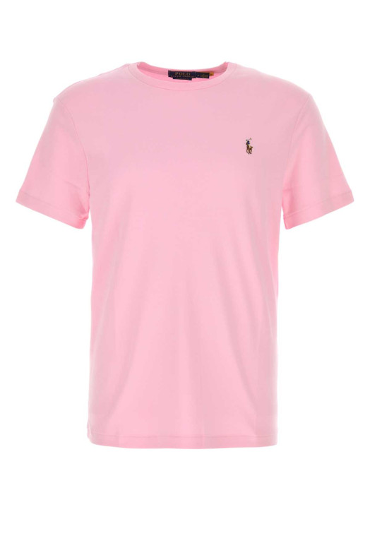 Розовая хлопковая футболка Green POLO RALPH LAUREN (710740727)