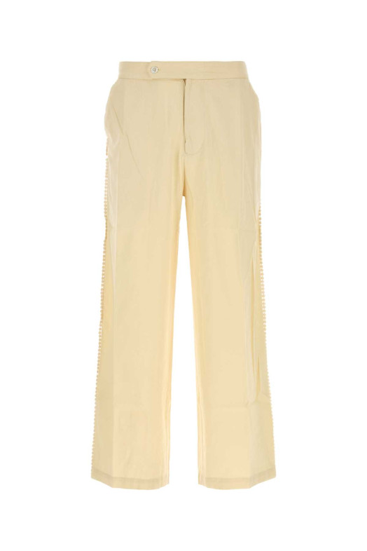 Ivory cotton Corniche pant Beige BAZISZT (PA04012)
