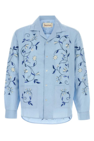 Embroidered cotton blend Lotus shirt BLUE BAZISZT (SR08096)
