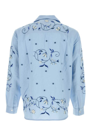 Embroidered cotton blend Lotus shirt BLUE BAZISZT (SR08096)
