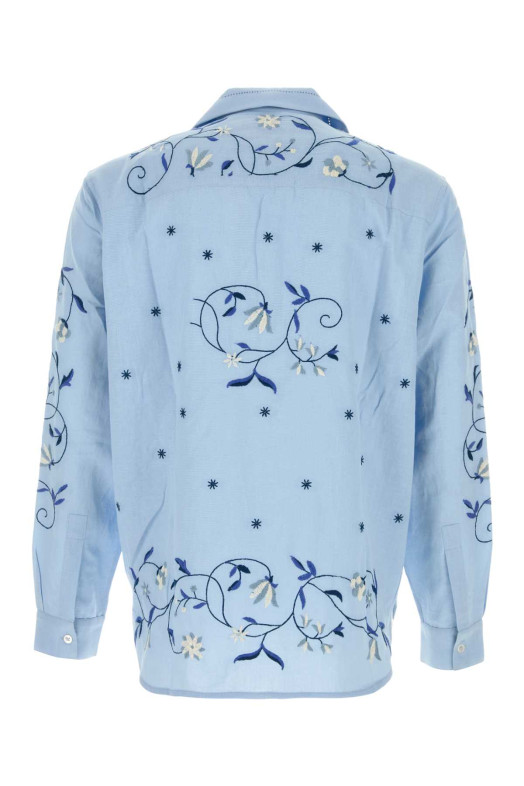 Embroidered cotton blend Lotus shirt BLUE BAZISZT (SR08096)