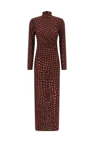 Polka dot mesh dress Bordeaux