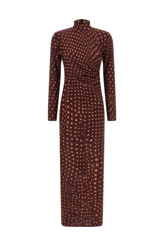 Polka dot mesh dress Bordeaux