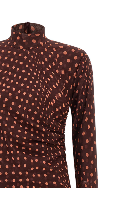 Polka dot mesh dress Bordeaux