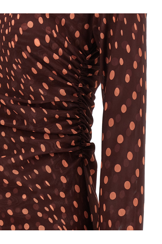 Polka dot mesh dress Bordeaux