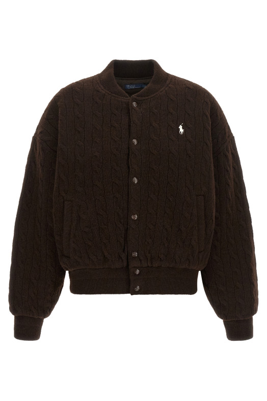 Braided bomber jacket Brown