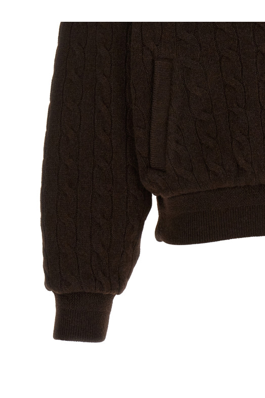 Braided bomber jacket Brown