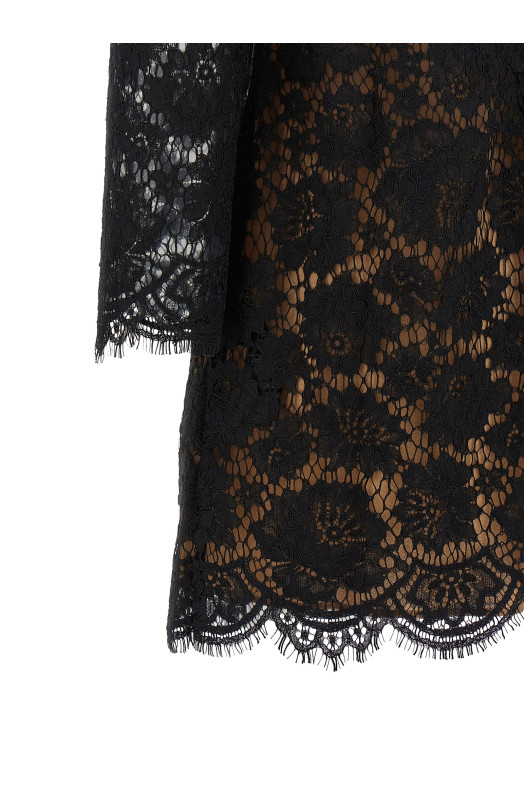 Lace dress with jewel collar Black